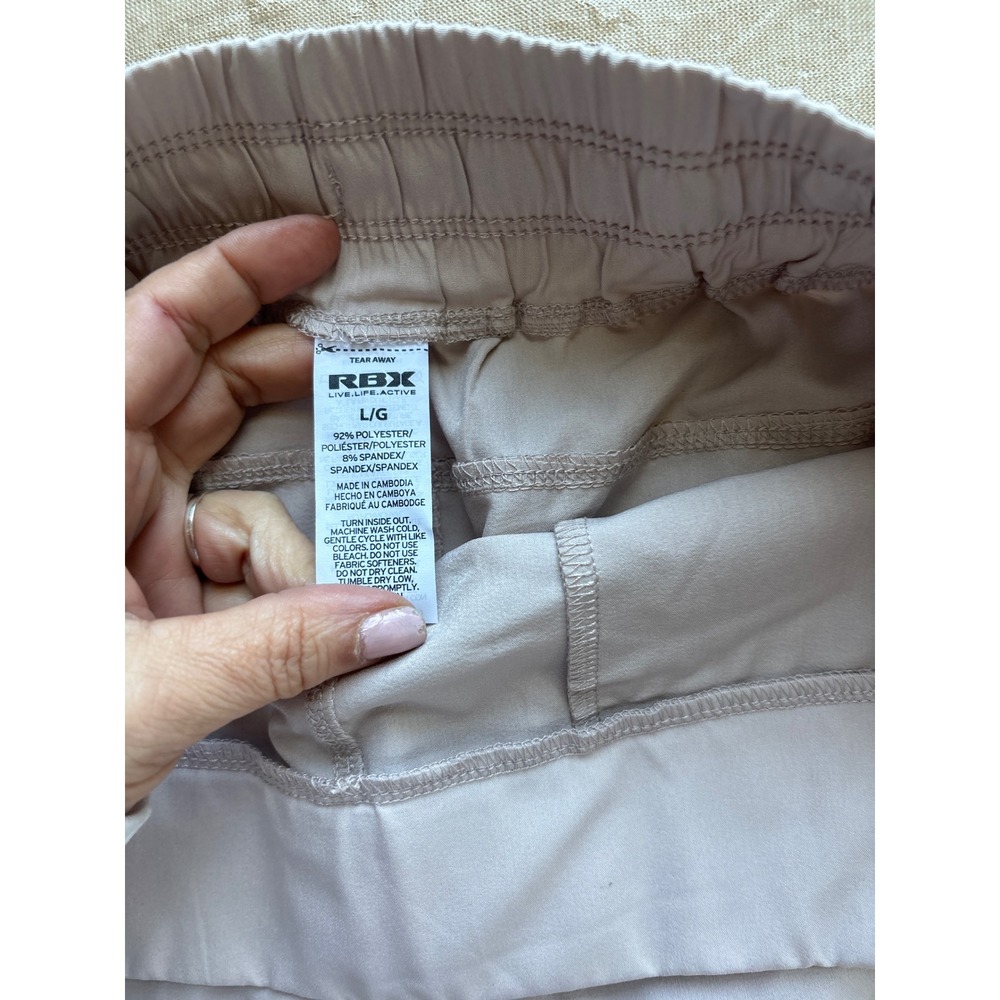 RBX Mens Large‎ Beige Athletic Drawstring Workout Shorts with Pockets L 0502 - Picture 4 of 7
